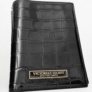 Nip luxury VS black midnight blue vegan croc passport cover limited ed gold logo